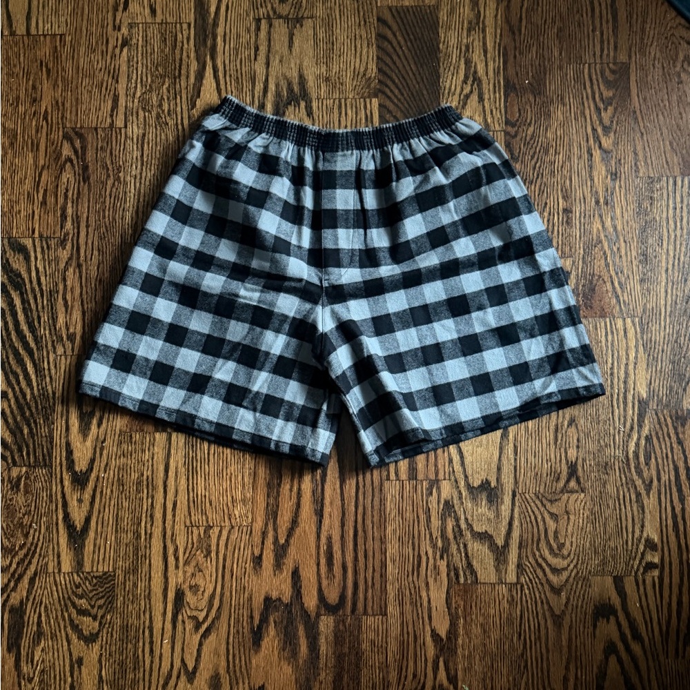 Black and Gray Checkered Vermont Flannel Boxer Shorts